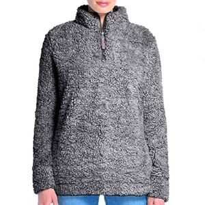 Alpine Sherpa Gray 1/4 Zip Pocket Fleece Pullover Sweater Jacket